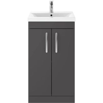 Nuie Nuie - Athena Floor Standing 2-Door Vanity Unit with Basin-1 500mm Wide - Gloss Grey