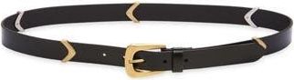 AllSaints Arrow Ornament Leather Belt in Black /Antique Brass at Nordstrom Rack, Size X-Large
