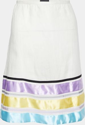 Emporio Armani Off-White Ramie Contrast Trim Mini Skirt