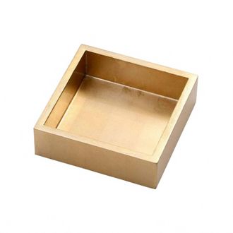 Caspari Leaf Lacquer Cocktail Napkin Holder In Gold