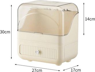 No Brand Organizador De Maquillaje Y Cajas De Almacenamiento A Prueba De Polvo Con Cajones - Organizador De Cosm&eacute;ticos Para Tocador, Ba&ntilde;o Y Dormitorio, Blanco