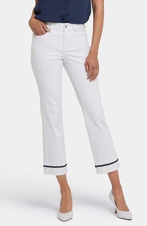 NYDJ Marilyn High Waist Contrast Detail Wide Cuff Ankle Jeans in Optic White at Nordstrom Rack, Size 18 (Similar To 14W)