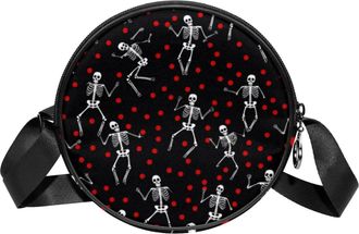 Generic Circle Crossbody Bag for Women, Skeleton Small Sling Bag Daypack with Zipper Adjustable Shoulder Straps Casual Ladies Girls Round Purse