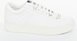 Jimmy Choo London Hawaii White Leather Crystal Sneakers