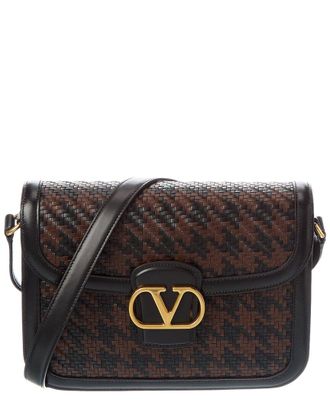 Valentino Vlogo Signature Woven Leather Shoulder Bag