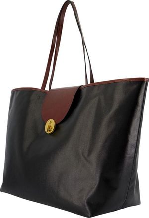 Versace Womens Leather Colorblock Tote Black Calfskin