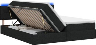 vidaXL Cama De Almacenamiento Led Con Colch&oacute;n Negro 180 X 200 Cm Tela Vidaxl