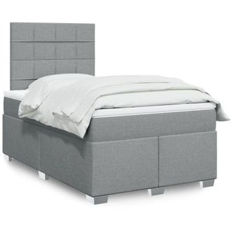 vidaXL Cama Box Spring Con Colch&oacute;n Tela Gris Claro 120x190 Cm