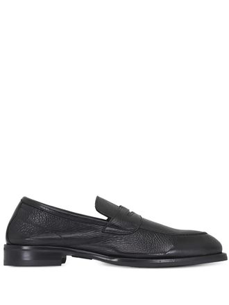 Scarpe di Bianco Aviano almond-toe textured loafers - men - Grained Leather/Calf Leather/Rubber - 11 - Black