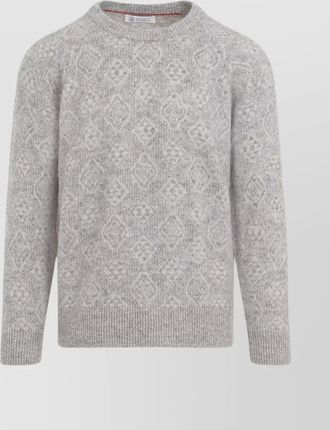 Brunello Cucinelli alpaca blend geometric pattern sweater