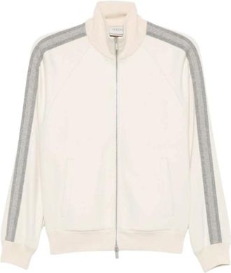 PESERICO Hoodies & sweatvesten, Dames, Wit, S, Sweatshirt met rits en zijstreep