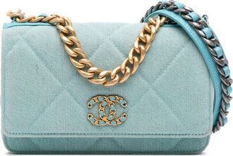 Chanel Pre-owned Womens 19 Flap Bag - Light Blue Cotton - One Size