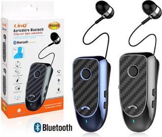 Trade Shop Trade Shop - Auricolare Cuffie Stereo Bluetooth Con Clip-on Cavo Retrattile R9000 Microfono