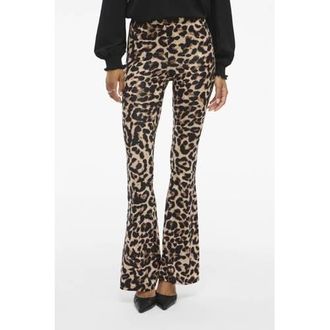 Vila flared legging met panterprint VILEOA zwart/beige