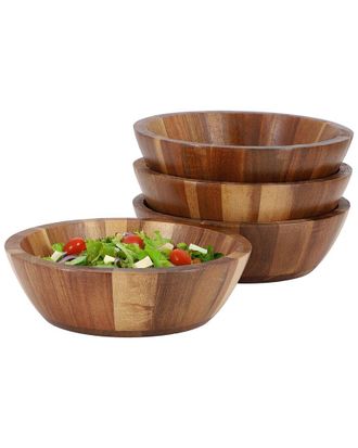 MegaChef 4Pc Acacia Wood 7In Bowl Set