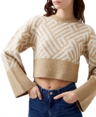 French Connection Martina Graphic Jumper In Beige
