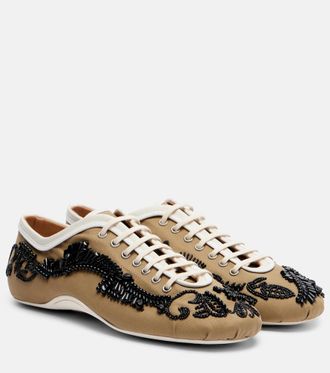 Dries Van Noten Embellished canvas sneakers