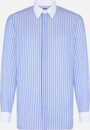Tom Ford Mens Classic Fit Wide Striped Shirt Blue - Size: Regular/38