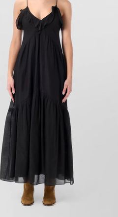 Isabel Marant vasma long dress v neckline tiered skirt