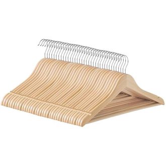 Songmics Grucce in Legno, 36 Pezzi, Grucce Appendiabiti, con Scanalature sulle Spalle, Barra per Pantaloni, Gancio Girevole a 360&deg;, per Giacche