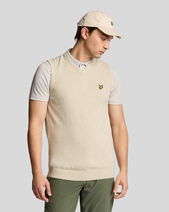 Lyle & Scott Golf Merino Mix Gebreide V-hals Vest - Beige