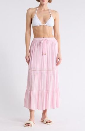 Boho Me Tiered Maxi Cover-Up Skirt in Pink at Nordstrom Rack, Size X-Large