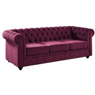 Vente-Unique Vente-unique - Divano chesterfield 3 posti in velluto Porpora