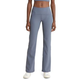 Zella Luxe High Waist Rib Flare Leggings in Grey Grisaille at Nordstrom, Size X-Small