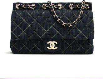 Chanel Pre-owned Vintage Schoudertas - Dames - Vintage Schoudertas - Blauw - ONE Size - Denim - Vintage