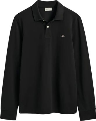 GANT Rugby poloshirt met lange mouwen - Zwart