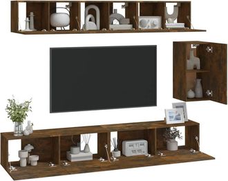 Berkfield Home Classic 6 Piece TV Cabinet Set Smoked Oak Engineered Wood in Brown