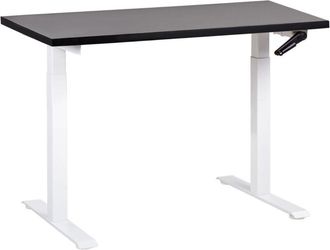 Beliani Beliani - Escritorio De Altura Regulable Manualmente Oficina Moderna Patas Cuadradas 120 X 72 Cm Tablero Negro Soporte De Acero Blanco Destines