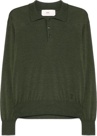 Ami Moss Green Long Sleeve Polo