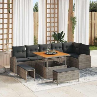 vidaXL Vidaxl - Conjunto De Sof&aacute; De Jard&iacute;n 9 Pcs Gris 100 X 100 X 71 Cm