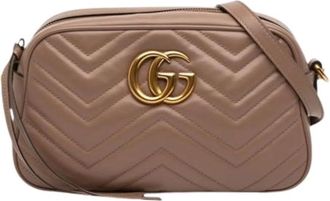 Gucci Pre-owned Quilted Crossbody Bag - Dames - Vintage Schoudertas - Bruin - ONE Size - Leer - Vintage