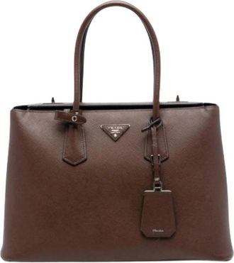Prada Pre-owned Handbags, female, Brown, Size: ONE SIZE Pre-owned Saffiano Satchel