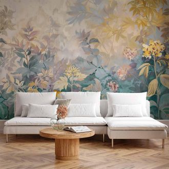 OEM Carta Da Parati Fotografica - Motivo Arazzo Con Prato E Fiori, Kilim Con Motivo Primaverile / Motivo Arazzo Con Fiori Colorati