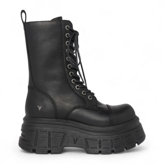 Windsor Smith Mid-Calf Biker Leather Platform Combat Boots