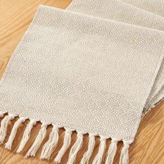 OEM Camino De Mesa De Estilo R&uacute;stico Con Borlas - Lavable - Ideal Para Mesas De Cocina, Fiestas, Cumplea&ntilde;os, Bodas Y M&aacute;s - 32 X 240 Cm - Estilo D