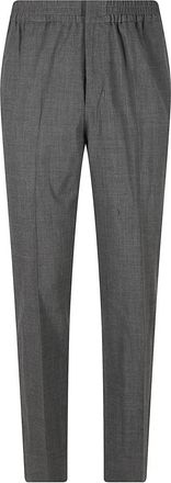 Ami Wolbroek met elastische tailleband - Heren - Slim Fit Broeken - Grijs - L - Wol - Broeken