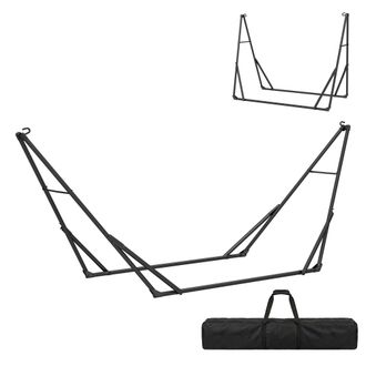 OUTSUNNY Soporte Para Hamaca Plegable, 290 Cm, Soporte Para Hamaca Port&aacute;til De Acero, Longitud Ajustable, Con Bolsa De Transporte, Carga 120 Kg, Negro