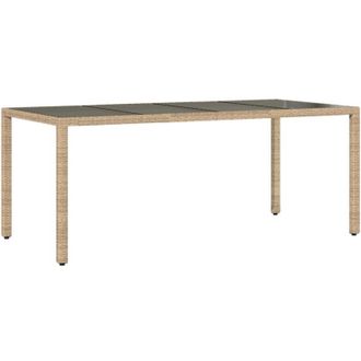 vidaXL Mesa De Jard&iacute;n Superficie De Vidrio Rat&aacute;n Pe Beige 190x90x75 Cm Vidaxl