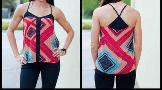 Ya Los Angeles Sleeveless Print With Contrast Detail In Multi