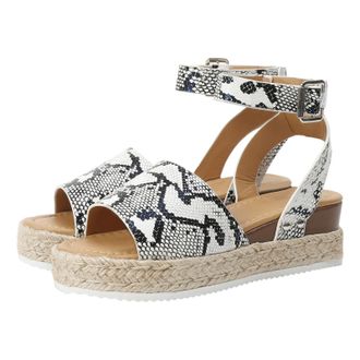 Generic Womens Platform Espadrilles Summer Open Toe Buckle Ankle Strap Beach Sandal Casual Comfortable Faux Leather Dressy Elegant Flats Sandals with Arch Sup