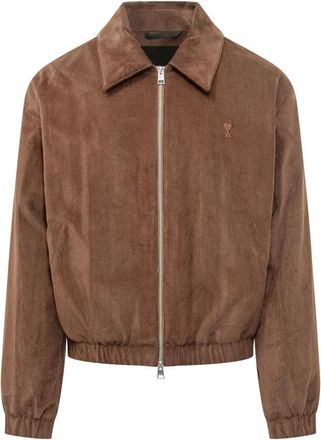 Ami Ami de Coeur Zipped Jacket - Heren - Bomber jackets - Bruin - S - Katoen - Jassen