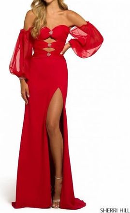 Sherri Hill Strapless Evening Dress In Red