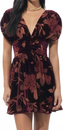 Adelyn Rae Myla Ruched Velvet Burnout Mini Dress In Burgundy