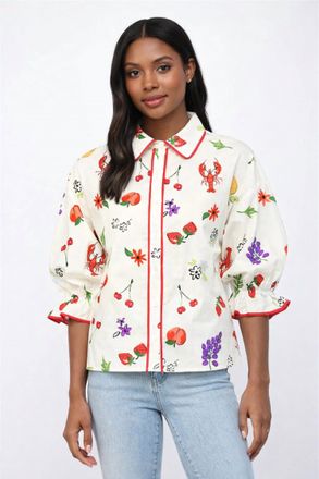 Fate The Lobster Picinic Blouse In Cream Multi