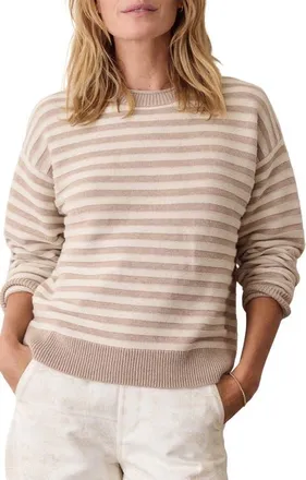 Marine Layer Suki Crewneck Sweater in Oatmeal Stripe at Nordstrom, Size X-Large