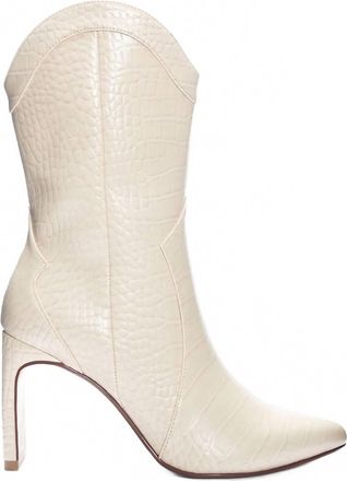Chinese Laundry Womens Forester Western Croc Cowgirl Boots In Cream